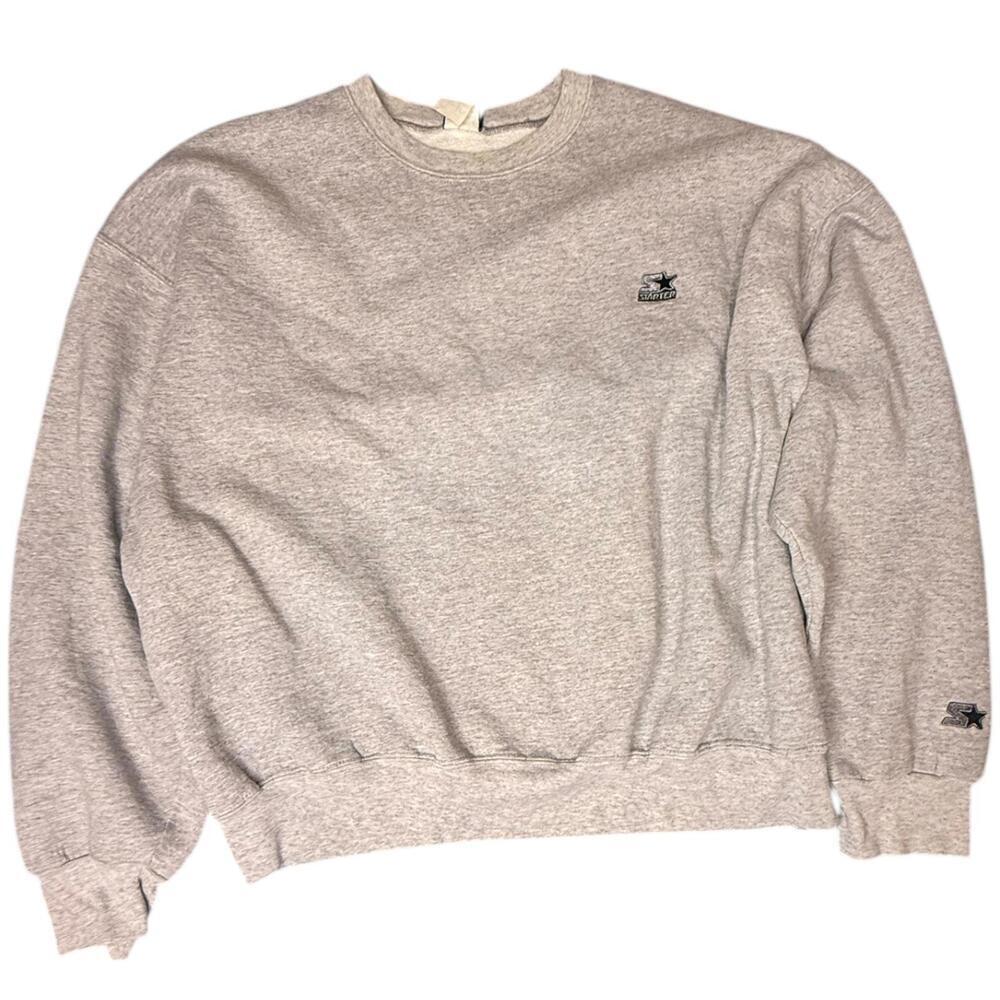 Starter Grey Sweatshirt Large Small Embroidered Star Logo Pullover